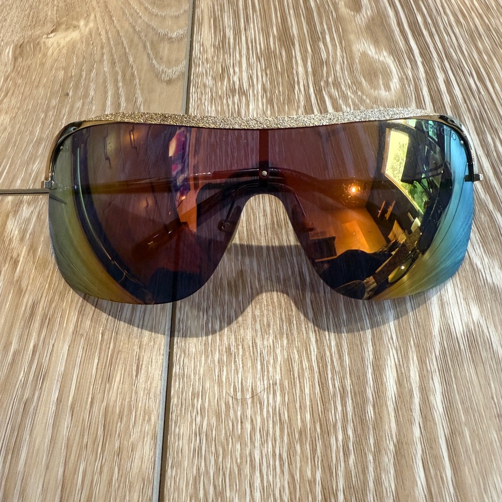 Jimmy Choo Gold Rim Oversized Sunglasses